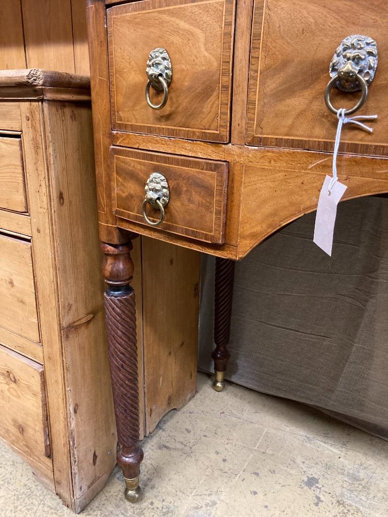 A small Regency mahogany bowfront sideboard, length 98cm, depth 52cm, height 90cm